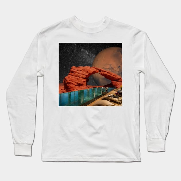 Poolside - Surreal/Collage Art Long Sleeve T-Shirt by DIGOUTTHESKY